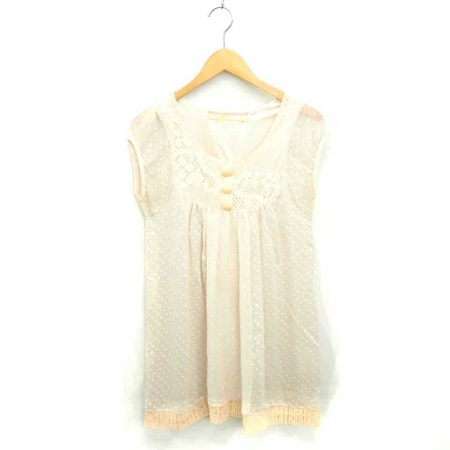 レイビームス Ray Beams ワンピース ひざ丈 レース プルオーバー 薄手 フレンチスリーブ 半袖 ベージュ 薄茶 /TT4 レディース拍卖