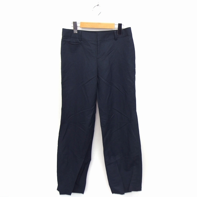 ギャルリーヴィー GALERIE VIE トゥモローランド パンツ ストレート センタープレス 無地 ロング 麻混 綿混 0 紺 /FT7 レディース拍卖