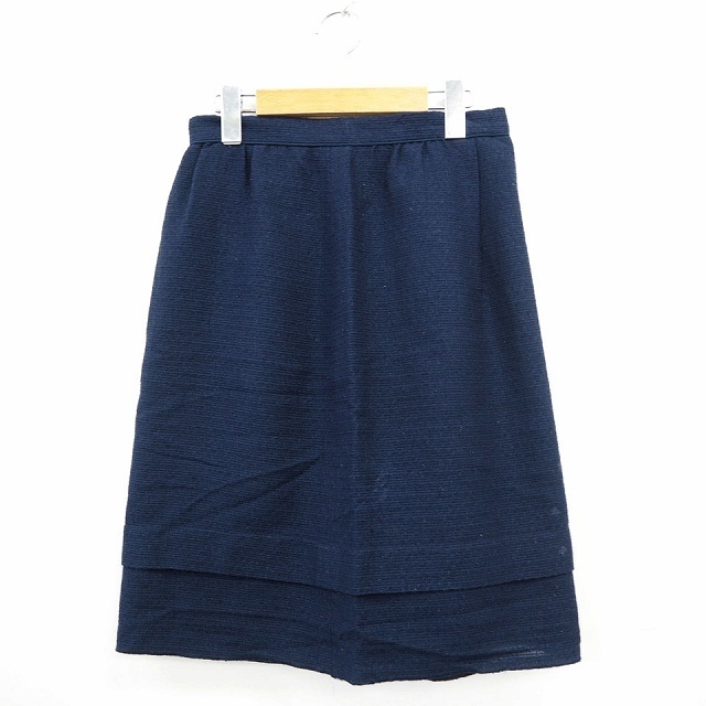 クリアインプレッション CLEAR IMPRESSION スカート 台形 総柄 ひざ丈 シンプル コットン 綿 3 ネイビー紺 /MT52 レディース拍卖