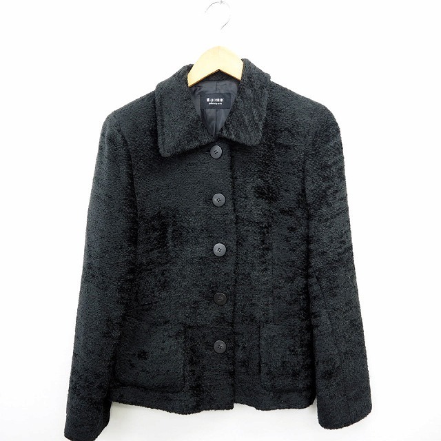 エムプルミエ M-Premier ジャケット アウター ボタン 肩パット 長袖 ウール混 ブラック 黒 /MT12 レディース拍卖
