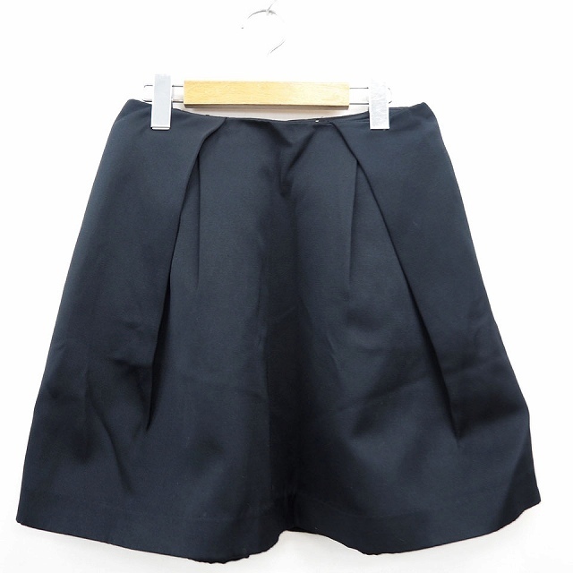 ミューズ ドゥーズィエムクラス MUSE de Deuxieme Classe スカート タック ひざ丈 無地 シンプル コットン 綿 36 ブラック 黒 /MT45拍卖