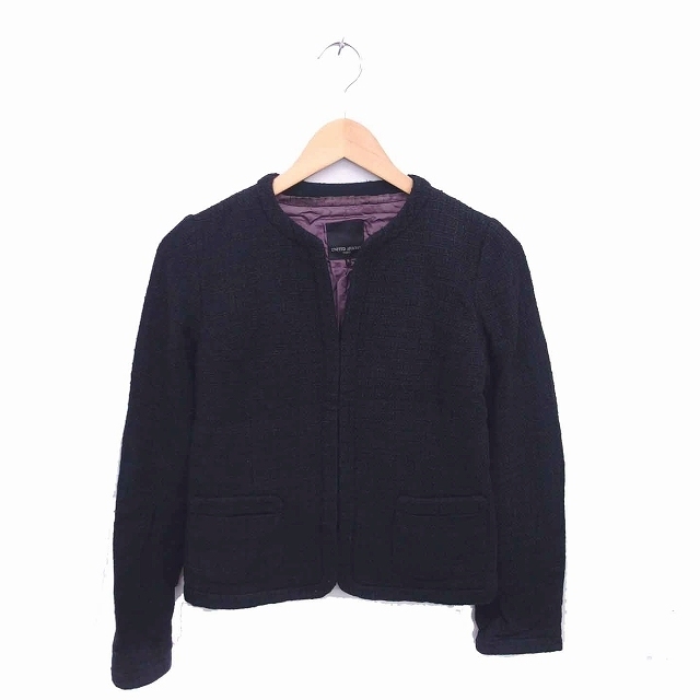 ユナイテッドアローズ UNITED ARROWS TOKYO ジャケット アウター ノーカラー 総裏地 長袖 38 黒 ブラック /TT9 レディース拍卖