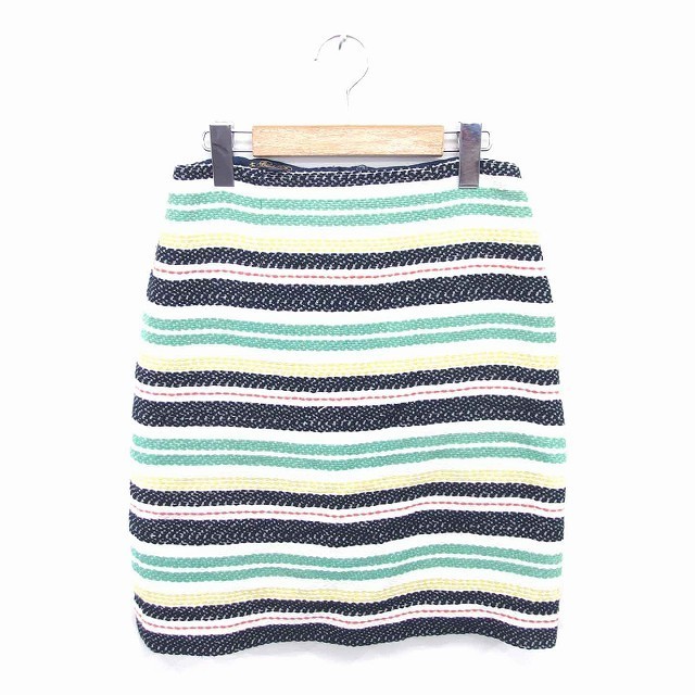 ブルックスブラザーズ BROOKS BROTHERS タイト スカート ひざ丈 ボーダー 綿 コットン 0 グリーン ネイビー 緑 紺 /TT7 レディース拍卖