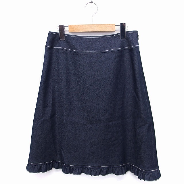 フランコフェラーロ FRANCO FERRARO フレア スカート フリル ひざ下丈 3 グレー 灰 /FT46 レディース拍卖