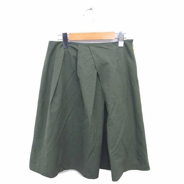 トゥモローランド TOMORROWLAND フレア スカート ひざ丈 薄手 無地 シンプル 36 緑 グリーン /TT4 レディース拍卖