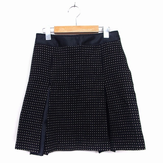 ワンアフター アナザー ナイスクラップ one after another NICE CLAUP スカート フレア プリーツ ウール ドット 黒 /KT19 レディース拍卖