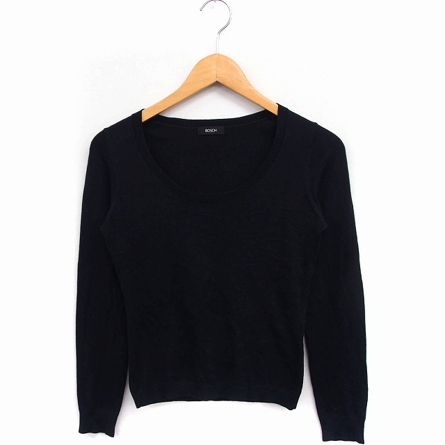 ボッシュ BOSCH ニット セーター 長袖 Uネック 無地 ウール混 38 ブラック 黒 /FT38 レディース拍卖