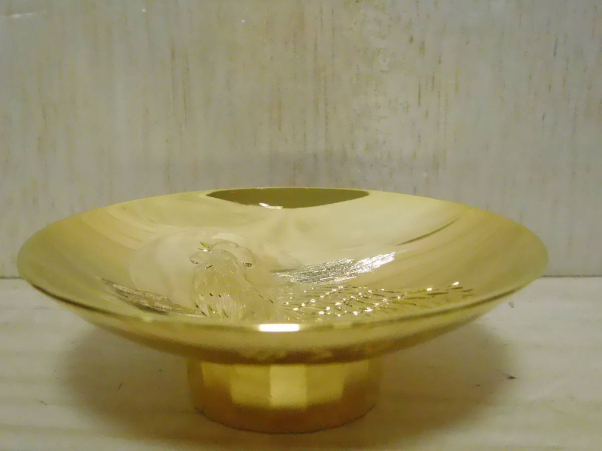 A114-14W 酒器 金盃 十二支 酉 鳥 しんくみ 記念品 24金メッキ 中古 高さ約2.4cm (A8)  拍卖