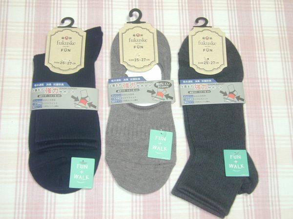 福助FUN*土踏まず強力サポート靴下3点/25-27cm/新品/送料込拍卖