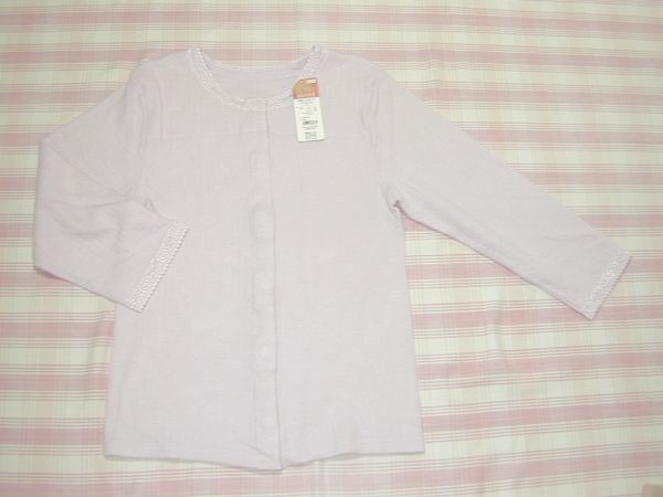 福助*ふんわりあったか両面起毛 前開き8分袖シャツ/薄紫/LLサイズ/新品/送料込拍卖