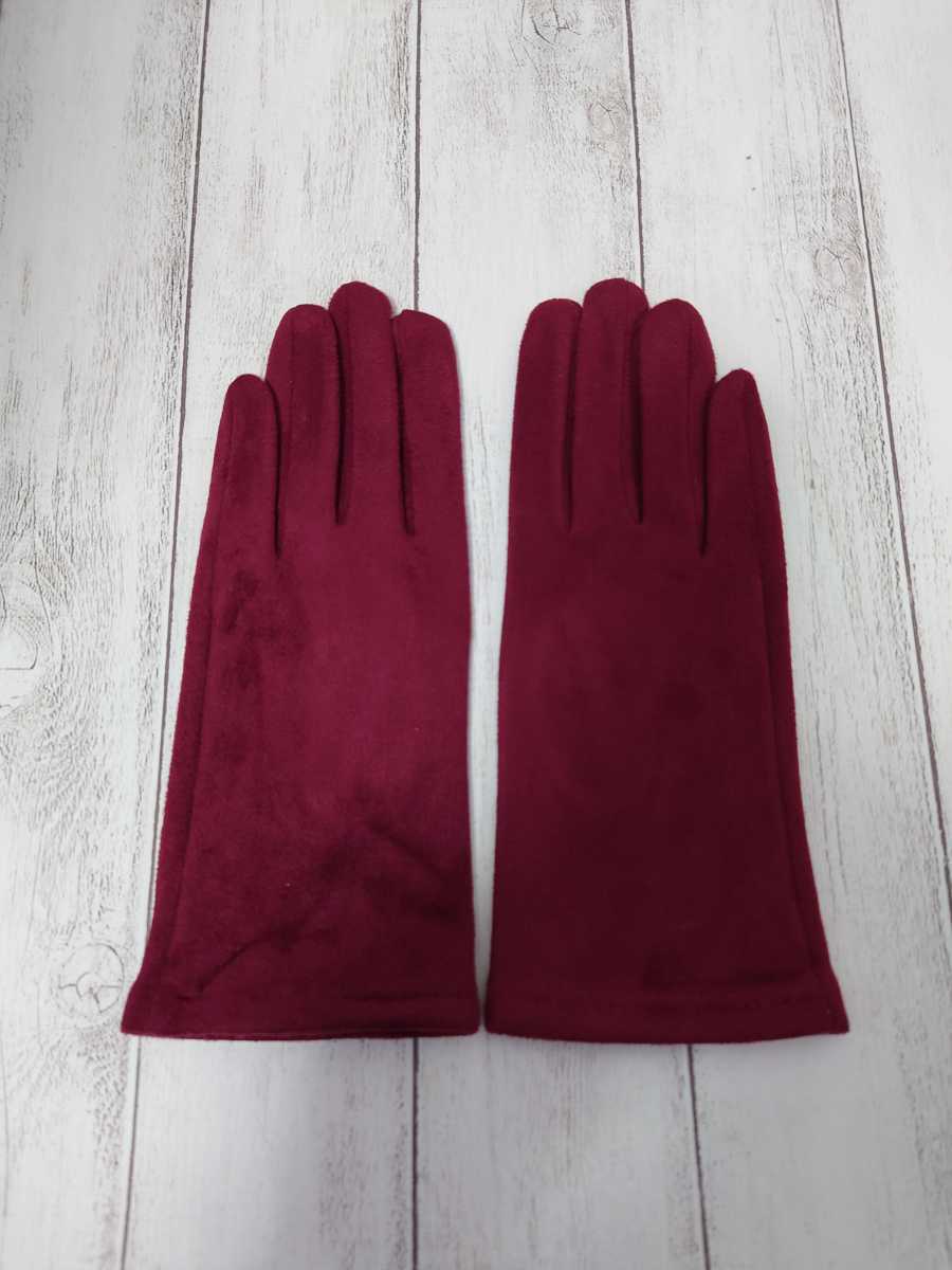 レディース 手袋 裏起毛 暖かい グローブ シンプル ストレッチ ワイン スマホ 無地拍卖