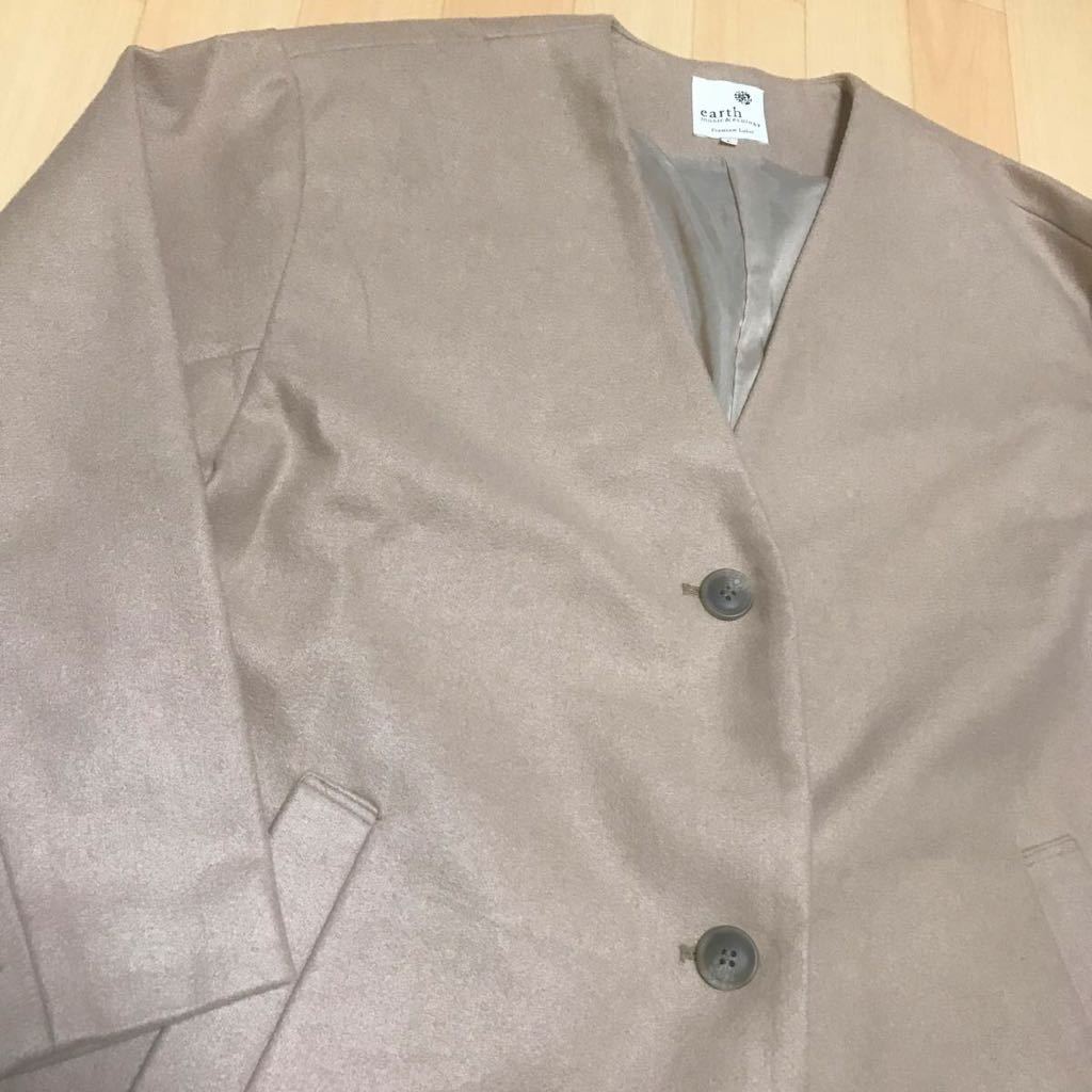 earth music&ecology アースミュージック&エコロジー ノーカラー コート ロングコート ゆったり Lサイズ LサイズからLLサイズ a23拍卖