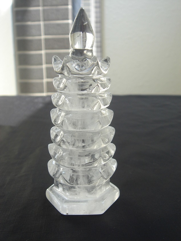 ★風水置物,お守り,超希少,極美品,高透明,天然水晶文昌塔K2拍卖