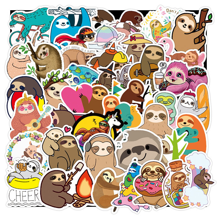 50枚 ステッカー ナマケモノ 防水 耐水 シール 車 詰め合わせ 0277拍卖