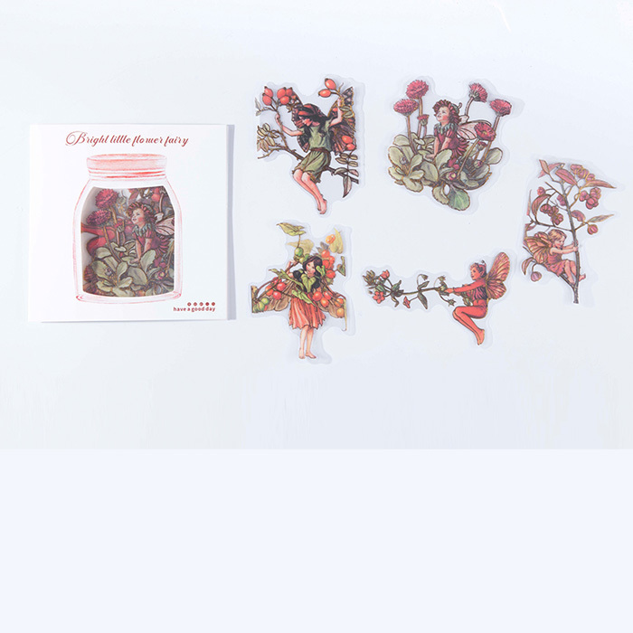 10枚 シール 妖精 フェアリー 花 蝶 透明 デコ 0504-3拍卖