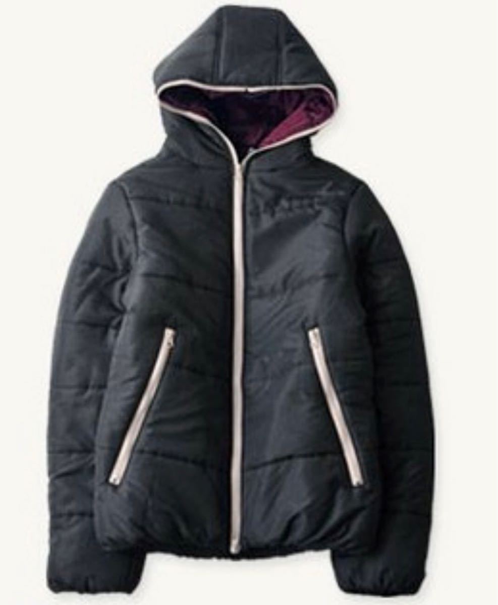 ◆新品◆フード.Wファスナー、フェイクダウンジャケット、チャコールグレーXグレージユ 、Lサイズ拍卖