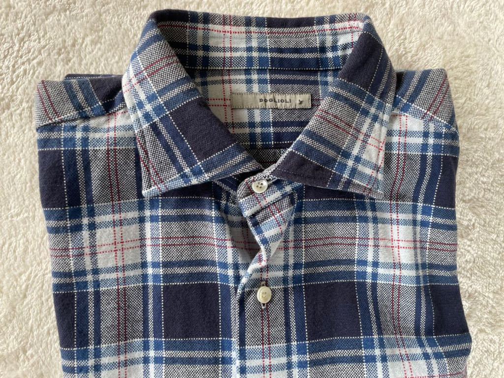 ボリオリ チェックシャツ BOGLIOLI サイズ39-15.5 長袖拍卖