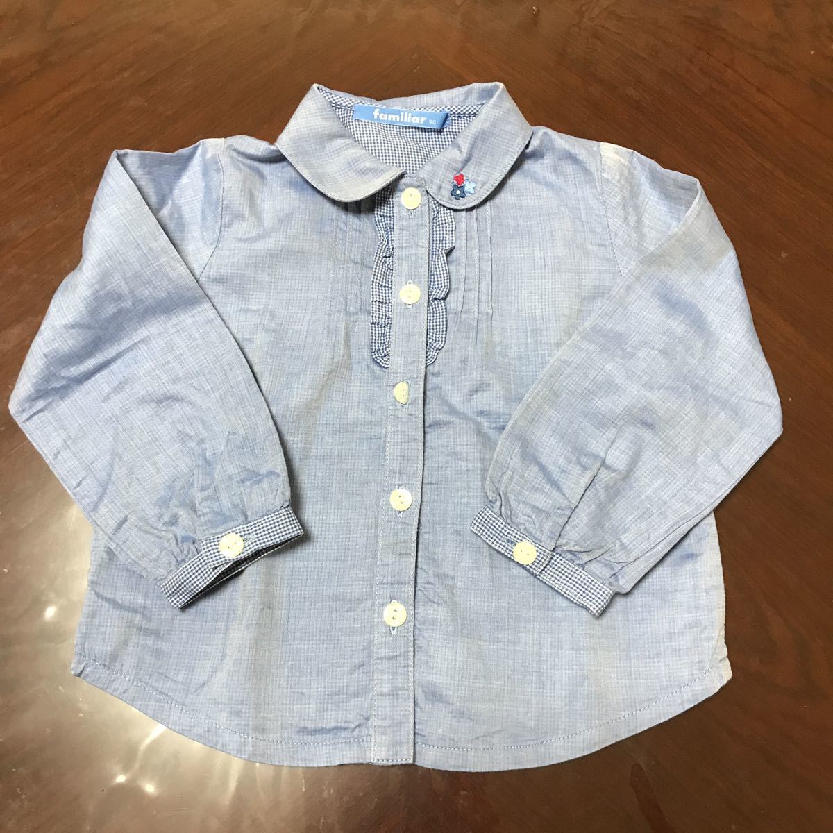 ♪ファミリア ♪ 長袖ブラウス お花 フリル 90拍卖