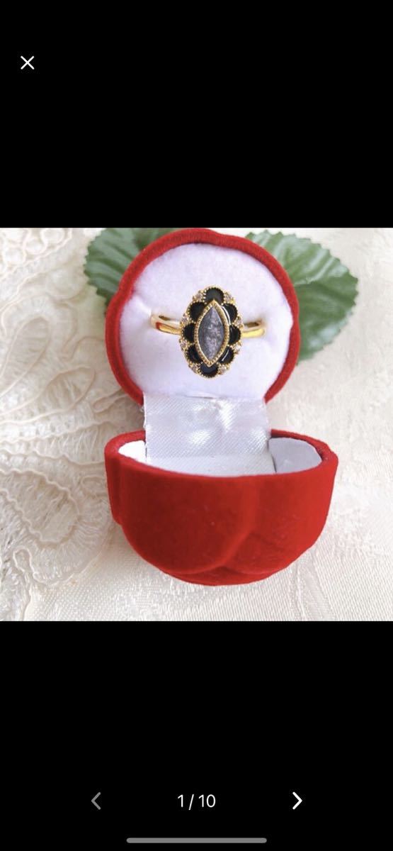 ★新品★ゴールドブラックサファイア風ゴージャスラグジュアリーリング★16号拍卖