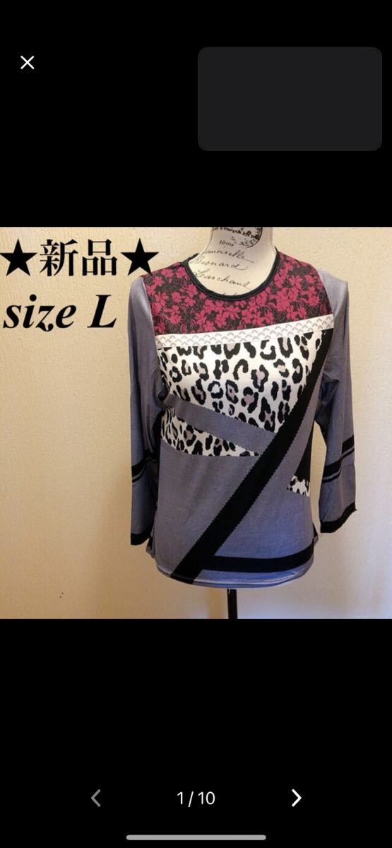 ★新品★ボタニカル&ヒョウ柄カラフル個性派長袖Tシャツ★sizeL★最終値下げ★他フリマでもセール中★現品限り!早い者勝ち!拍卖