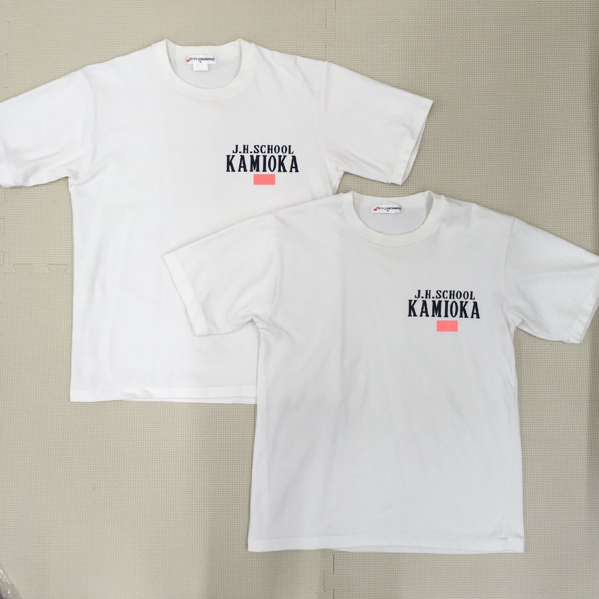 ATJ457-1# (中古) 愛知県 名古屋市立 神丘中学校 トレシャツ 2点セット /M/半袖/FLORIDAWIND/ジャージ/夏用/白/紺/体操着/体操服/運動着拍卖