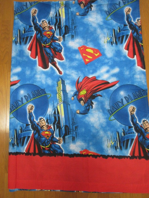 即決★USA ヴィンテージ スーパーマン☆フラットシーツ リメイク生地/160㎝×240㎝拍卖