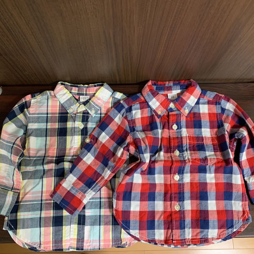 幼児 チェック柄 シャツ GAP 12-18month 2枚セット 送料無料拍卖