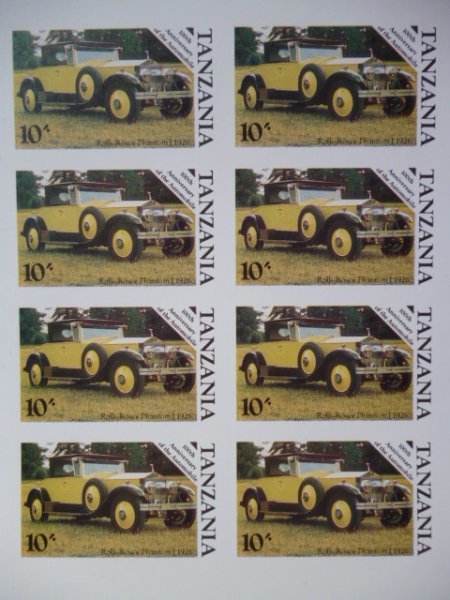 特価!タンザニア切手『クラシックカー(自動車100周年)』8枚シートC 無目打 未使用拍卖