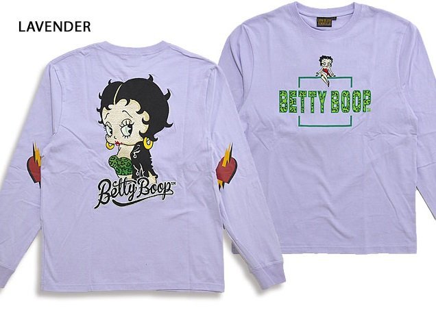 超絶セクシーBETTYロングTシャツ◆ロウブロウナックル ラベンダーMサイズ 592866 刺繍 ベティーちゃん ロンT バイカー拍卖