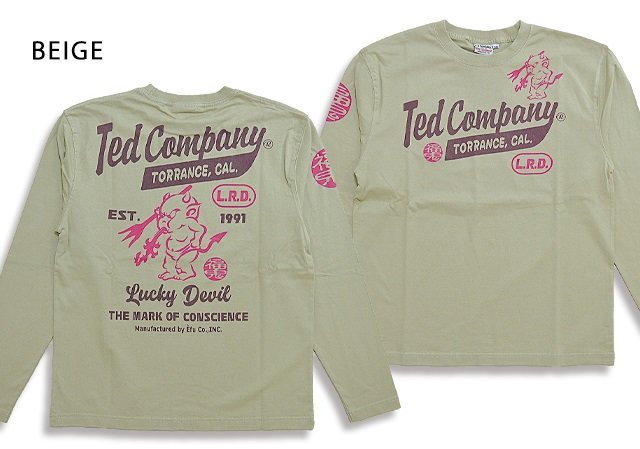 テッドカンパニーロングTシャツ◆TEDMAN/テッドマン ベージュSサイズ(サイズ38)TDLS-355 エフ商会 長袖 efu 赤鬼拍卖