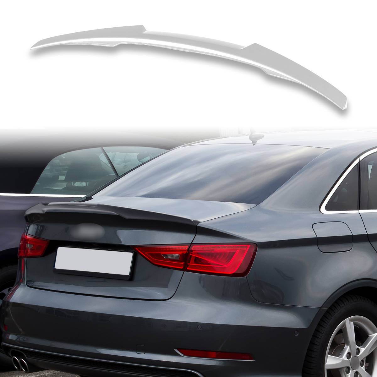 純正色塗装済 ABS製 トランクスポイラー アウディ用 A3 S3 RS3 8V Vタイプ ポン付け カラーコード:LX7Q QTS-51080拍卖