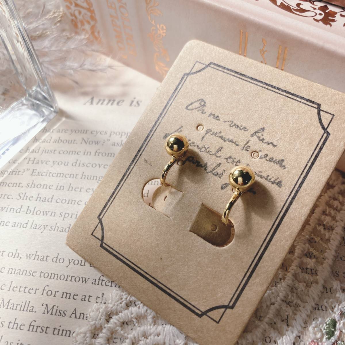 美品 一粒 ゴールドボール バネ式イヤリング 高見え japan Vintage jewelry accessories 0193拍卖