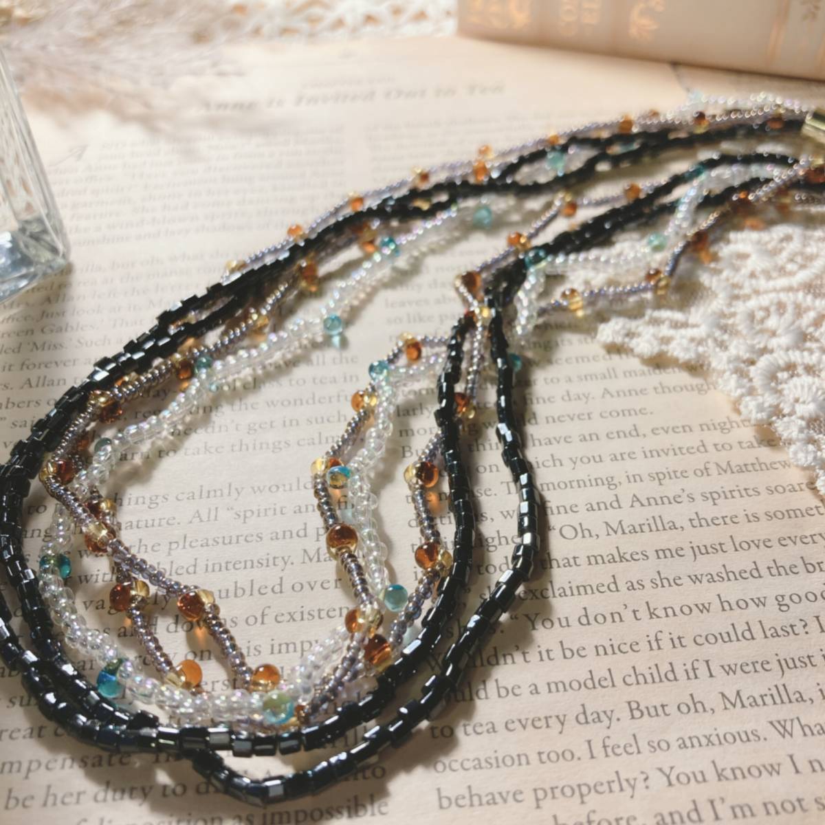 ビンテージ調 ビーズネックレス 5連 japan Vintage jewelry accessories 0237拍卖