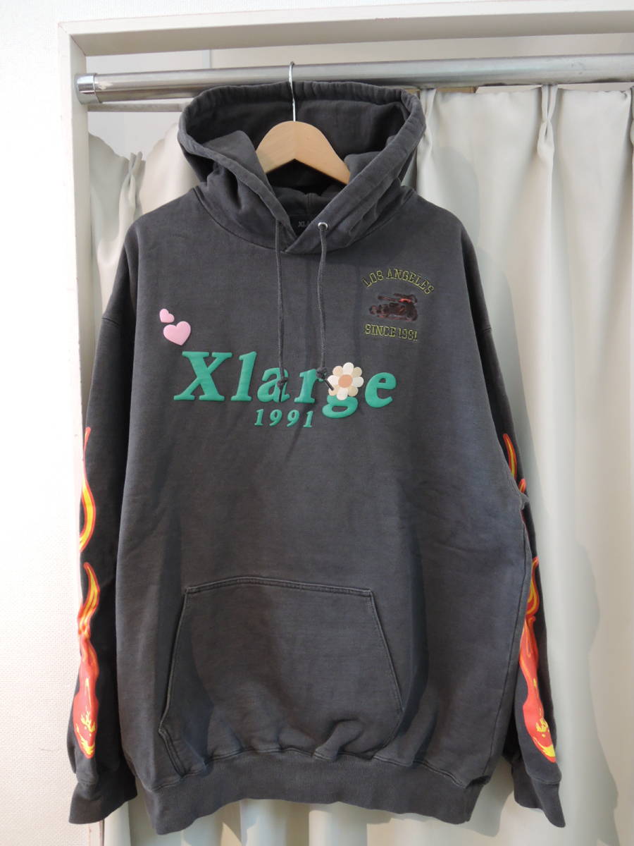 X-LARGE XLARGE エクストララージ PIGMENT DYLED PUFF LOGO PULLOVER HOODED SWEAT 黒 Lサイズ 最新人気商品 値下げしました!拍卖