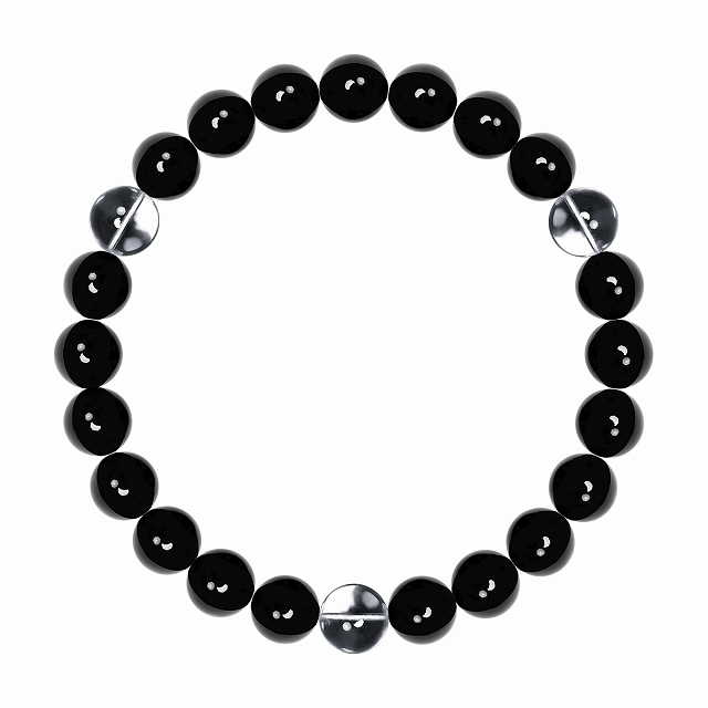 標準8mm オニキス&水晶数珠ブレスレット アクセサリーホストヤクザ 水晶 悪羅悪羅系 オラオラ系拍卖