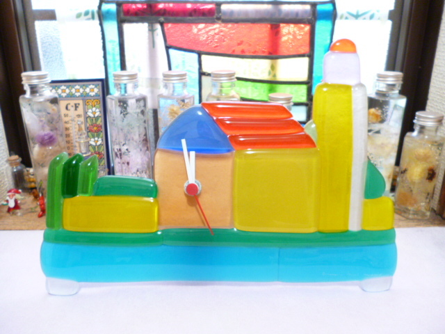 β Venetian murano glass ベネチアングラス 置き時計 β ヴェネチアン ムラーノ ベネチアンガラス 時計 ベネチアン 置時計 置物 オブジェ拍卖