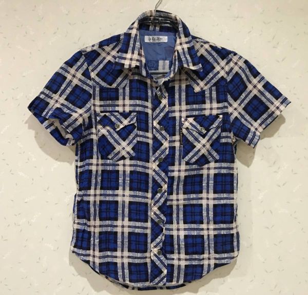 *ハリウッドランチマーケット H.R MARKET HRM 聖林公司 ウエスタン チェック 半袖シャツ 0/XS BJAI.G拍卖