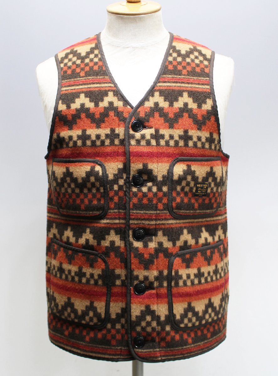 WESTRIDE (ウエストライド) CHIEF RUG VEST / チーフラグベスト 極美品 RUG size M / ダブルジャガード / ブランケット拍卖
