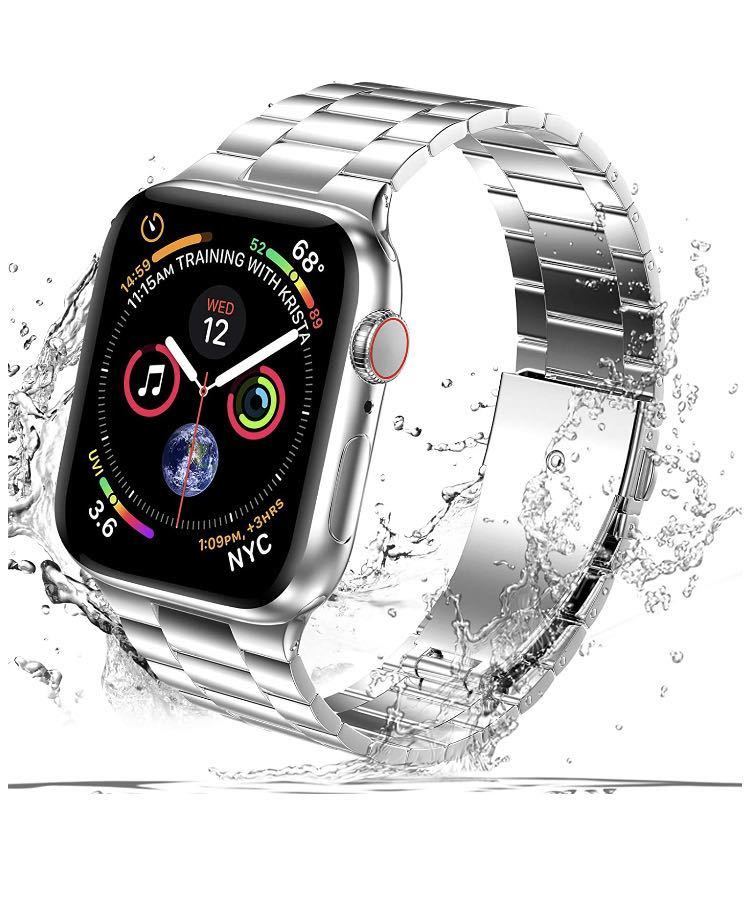 Apple Watch バンド ステンレス 金属ベルト 42/44/45/49mm ビジネススタイル シルバー拍卖