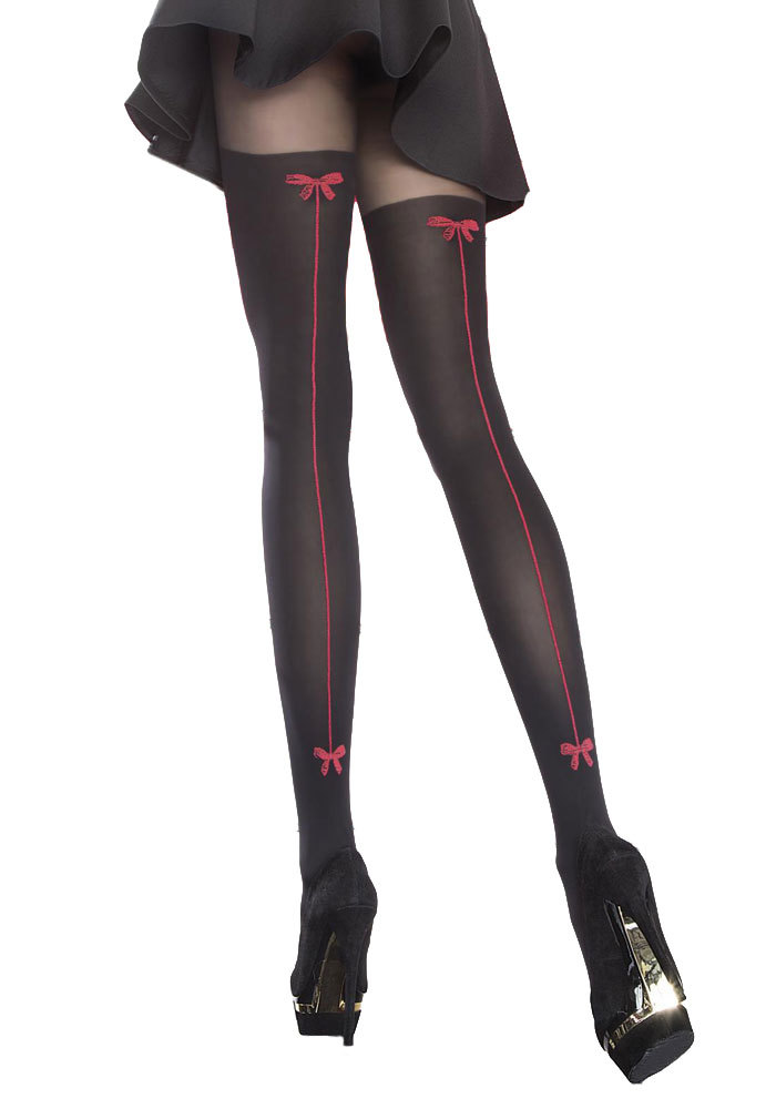 EU製 リボンバックシームデザインのタイツ【Fiore】【FRG5596】拍卖