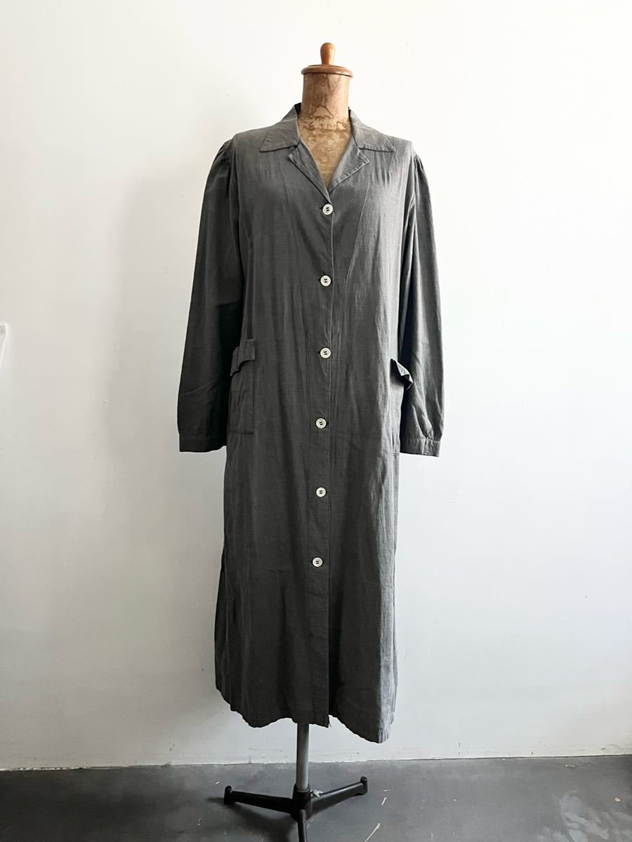 【仏ヴィンテージ】 アンティーク ロングシャツコート グレー拍卖