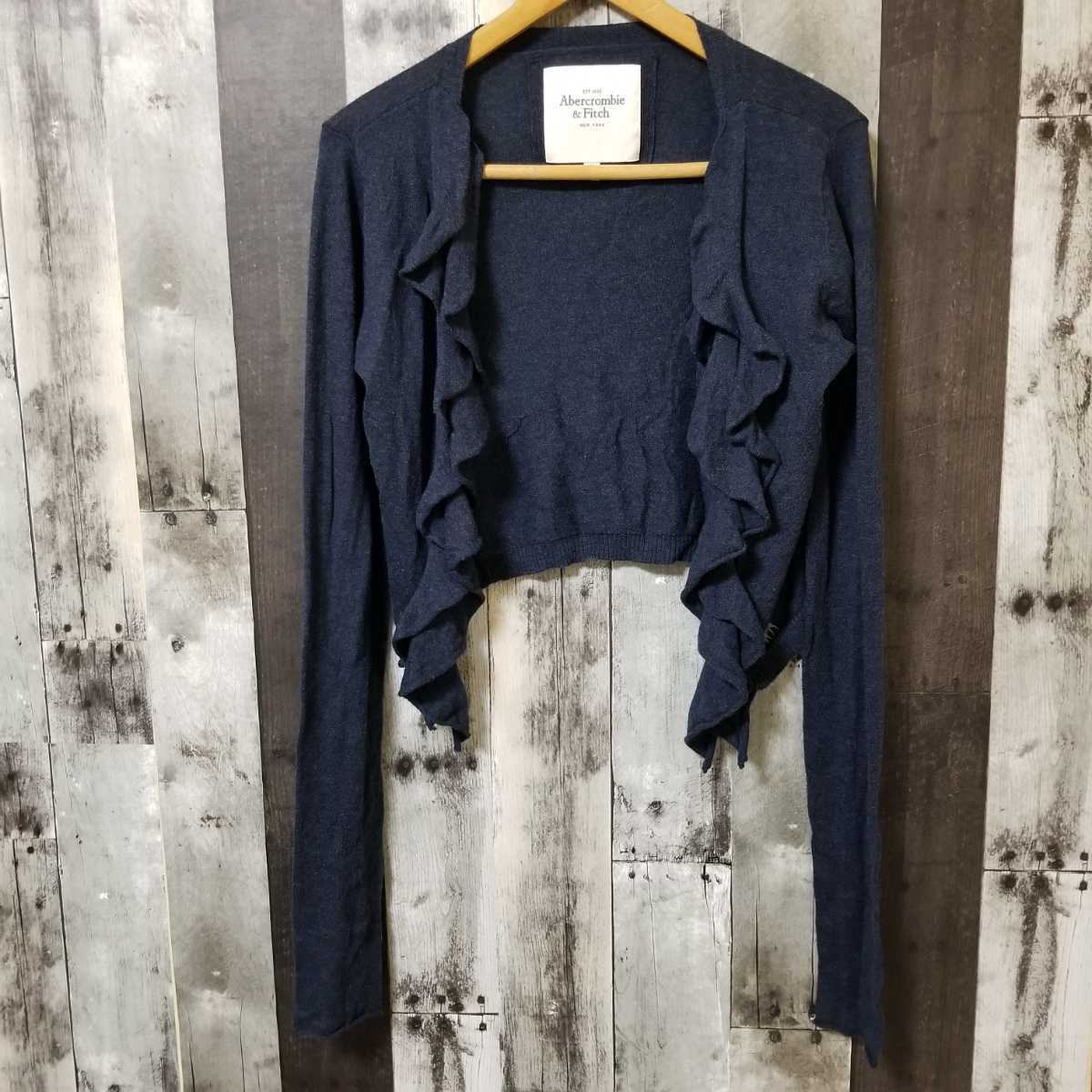 Abercrombie&Fitch アバクロンビー&フィッチ カーディガン Mサイズ フリル ネイビー系 レディース拍卖