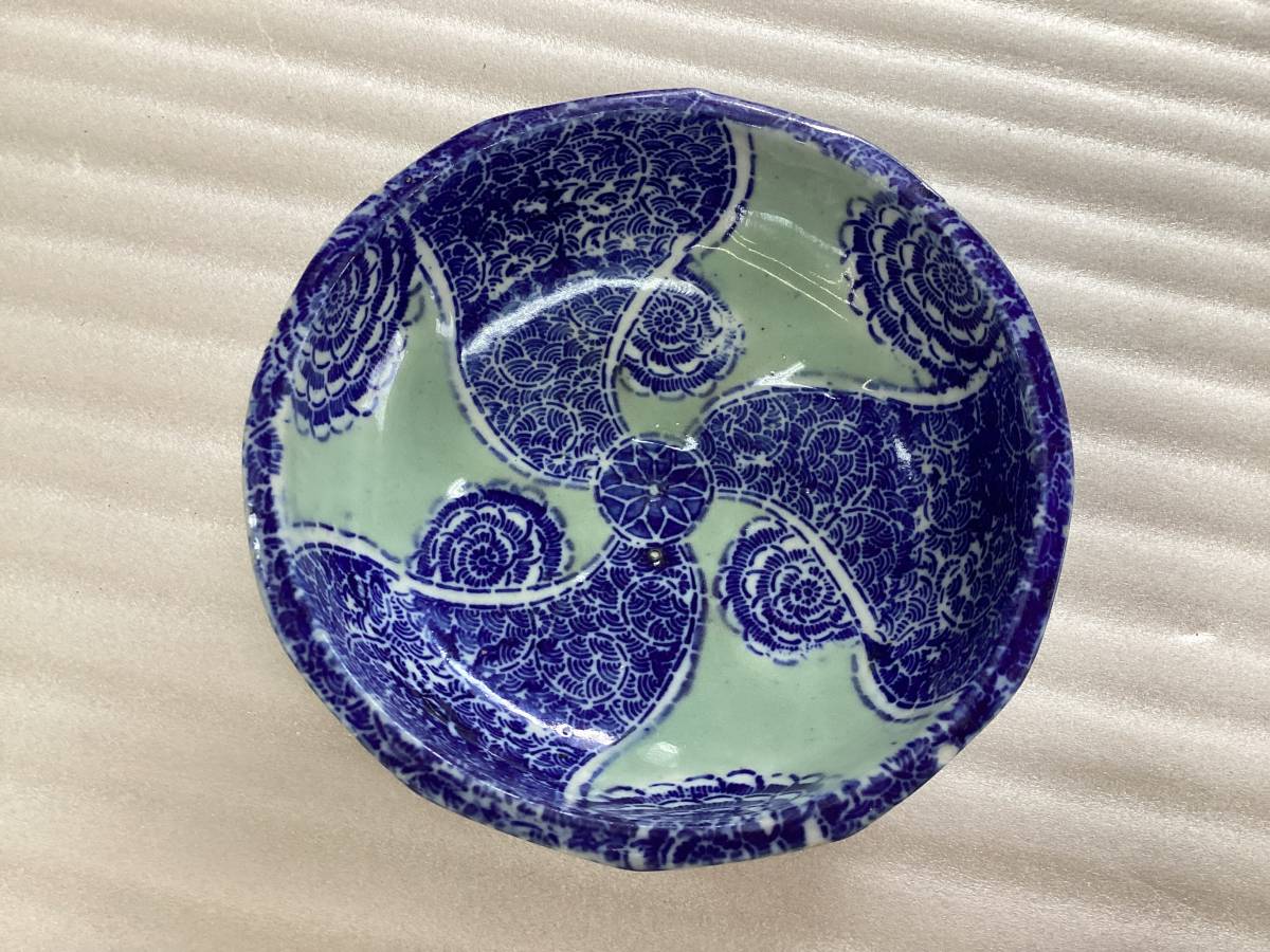 深皿 骨董 染付 アンティーク 皿 和食器 和皿 K62拍卖