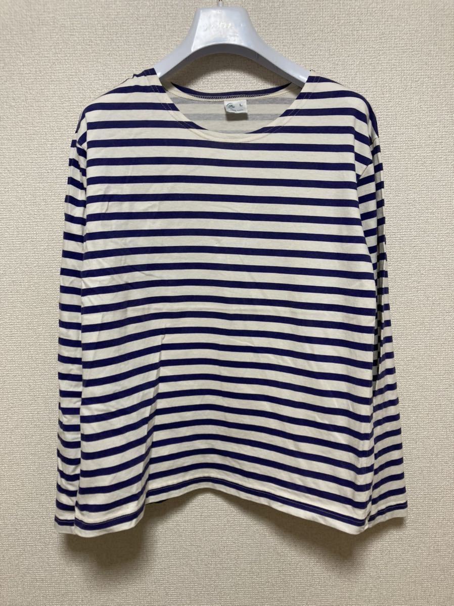 ヨーロッパ古着 マリンボーダーカットソー 長袖Tシャツ ネイビー×白 ボーダーTシャツ トルコ製 /ヴィンテージTシャツ レディース拍卖