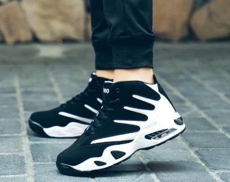 LHK2047★メンズ レディーズエアー バッシュ ハイカット ヒップホップ スケートシューズライン ストライプ スニーカー 厚底拍卖