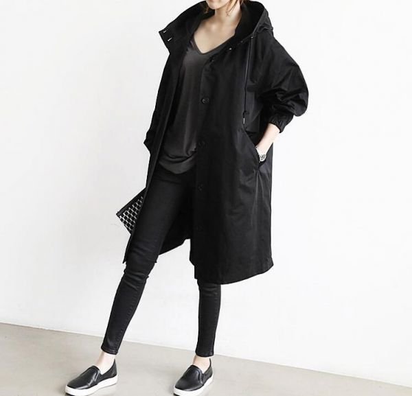 cjx1440★スプリングコート 春物 カジュアルフード付き ゆったりコート レディース トレンチコート拍卖