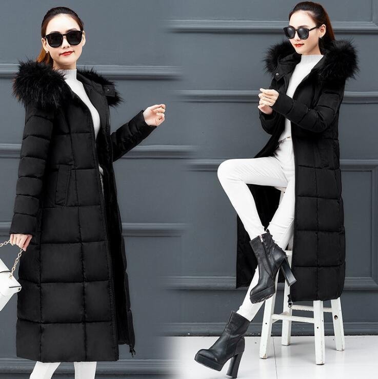 cjx1382★レディース ダウンジャケット ロング丈 中綿ジャケット 中綿コート アウター 厚手 暖かい フード付き 40代 M~4XL【ブルー】拍卖