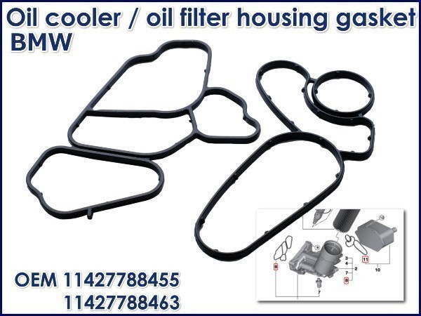 送料無料 BMW E46 E60 E61 E63 オイルクーラー/オイルフィルターハウジング ガスケットセット パッキン 11427788455 11427788463拍卖