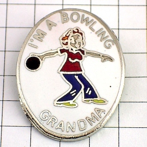 ピンバッジ・ボウリングするおばあちゃんグランマ選手◆フランス限定ピンズ◆レアなヴィンテージものピンバッチ拍卖