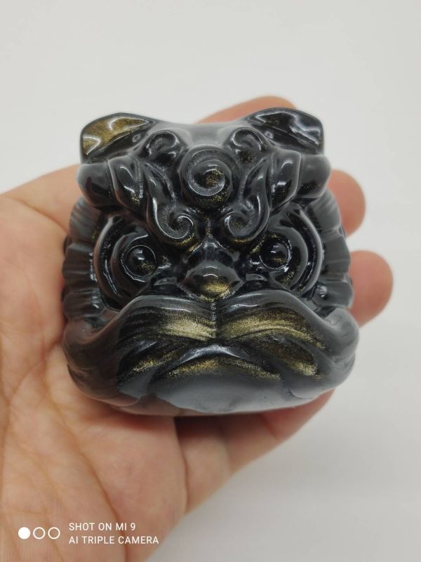 厳選 ゴールドオブシディア 醒獅 原石 インテリア 置物 パワーストーン 風水 天然石拍卖